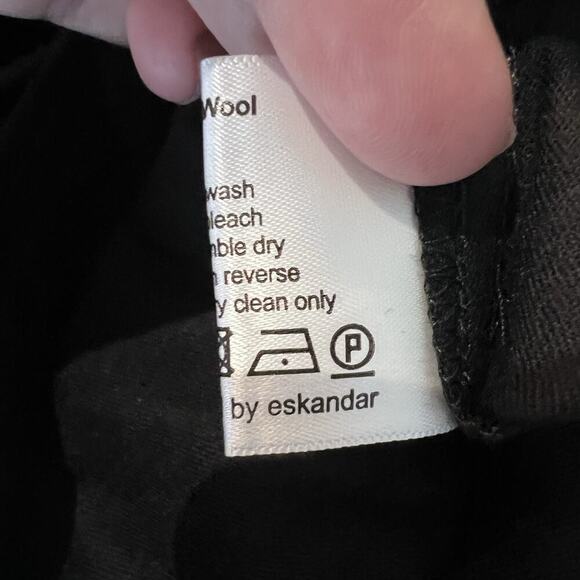 Eskandar Black 100% Wool Pull On Wide Leg Trouser Pants Size 3 - Picture 6 of 6